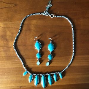 Lucky Brand turquoise necklace and earrings.